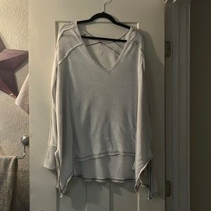 Free people cream waffle shirt